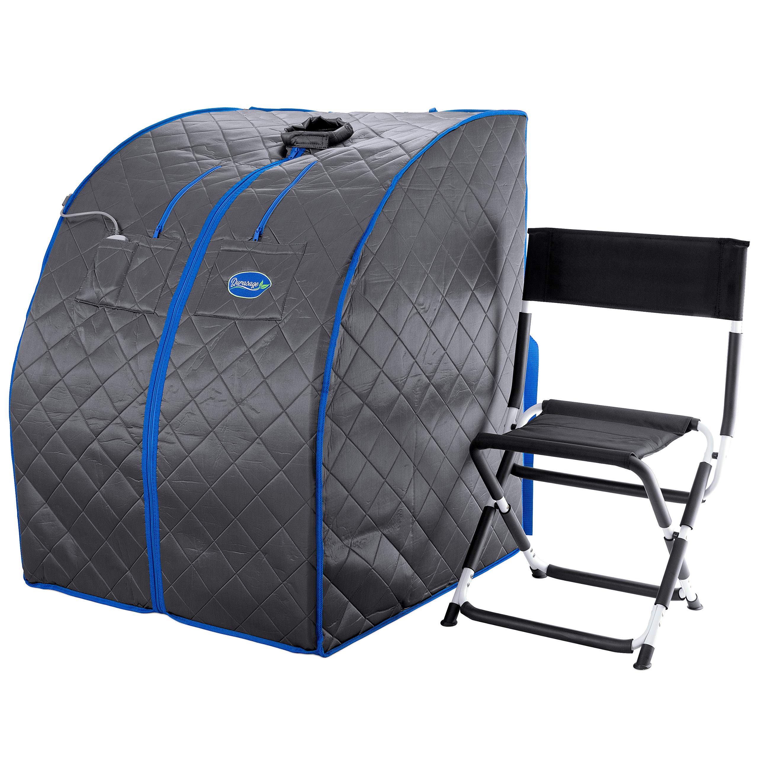 Durasage Portable Infrared Sauna for Home Use - Personal Relaxation Therapy with 30-Min Timer, Negative Ion Technology, Remote Control, Heated Footpad & Premium Chair (Large, Gray) - Perfect for Stress Relief, Detox & Muscle Recovery at Home