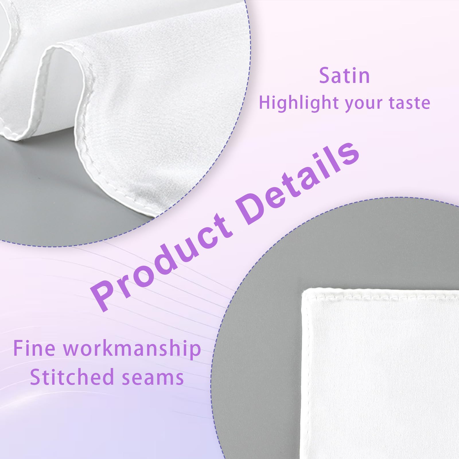 Premium 2-Piece Satin Pocket Squares for Men - Solid Color Silk Handkerchiefs for Suits & Tuxedos | Wedding, Formal Events & Business Occasions