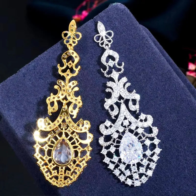 Charity Cubic Zirconia Bridal Earrings - Sterling Silver & Gold Plated Wedding Jewelry for Brides, Bridesmaids & Formal Occasions