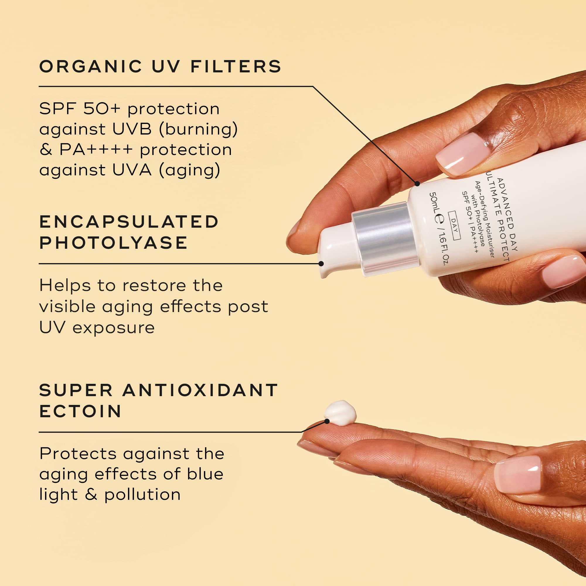 Advanced Day Ultimate Protect™ SPF50+ PA++++ Sunscreen - Broad Spectrum UVA/UVB Protection, Water-Resistant, Lightweight Formula for Daily Face & Body Use - Perfect for Outdoor Activities, Beach & Sports