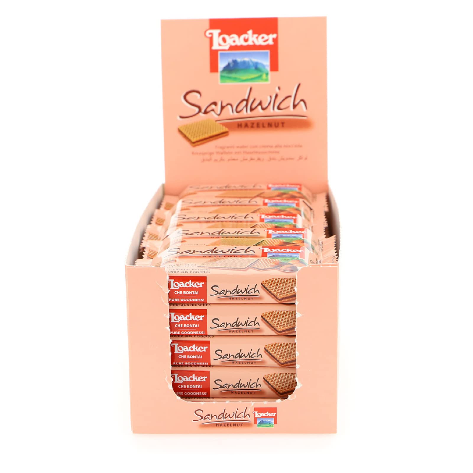 Loacker Hazelnut Biscotti Wafer Sandwich - 25 Pack (25g Each) | Crunchy Italian Snack for Coffee, Dessert & On-the-Go Treats