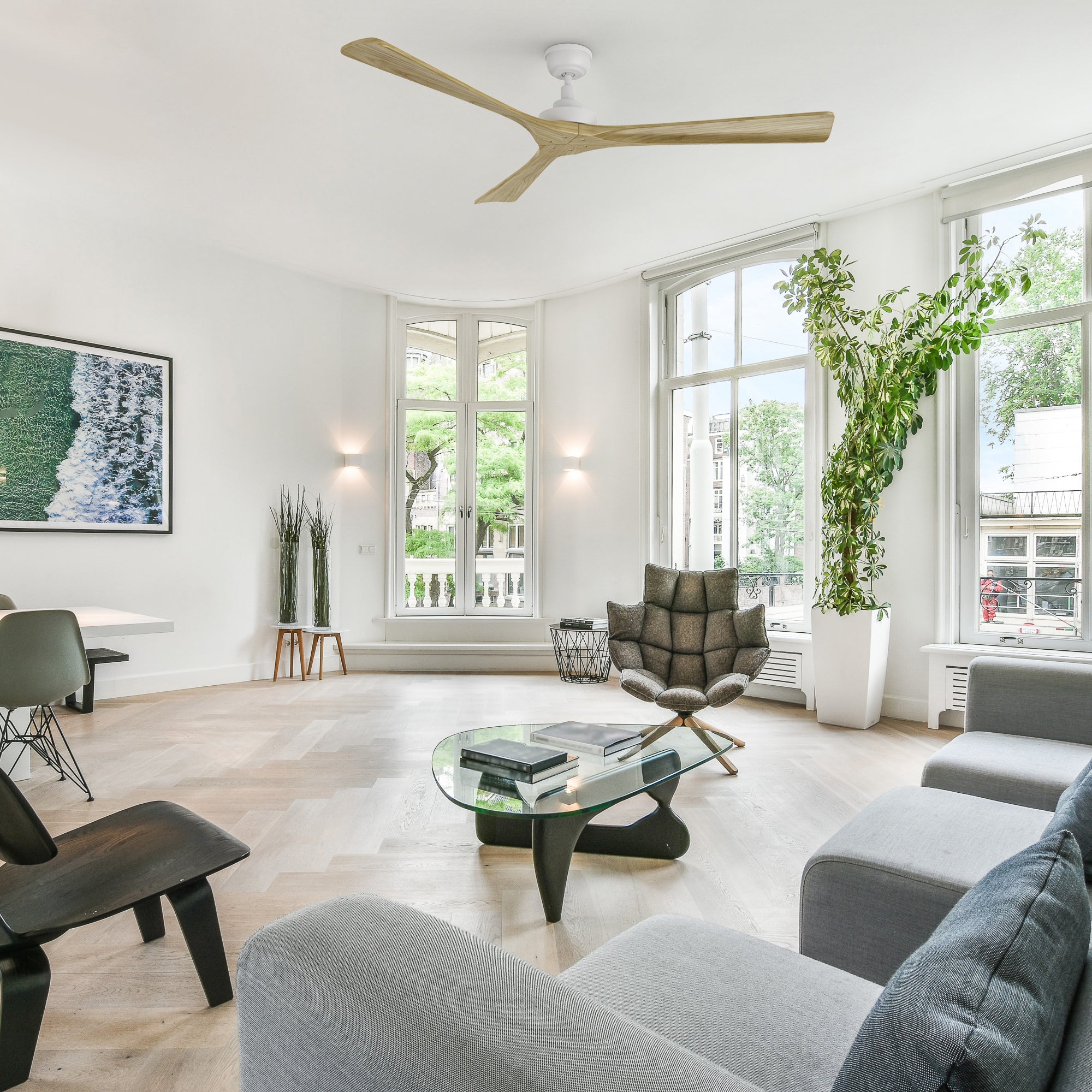 60 Inch Farmhouse Ceiling Fan with Remote Control - Spitfire DC Motor for Quiet Operation - Perfect for Living Room, Bedroom, and Outdoor Covered Porches