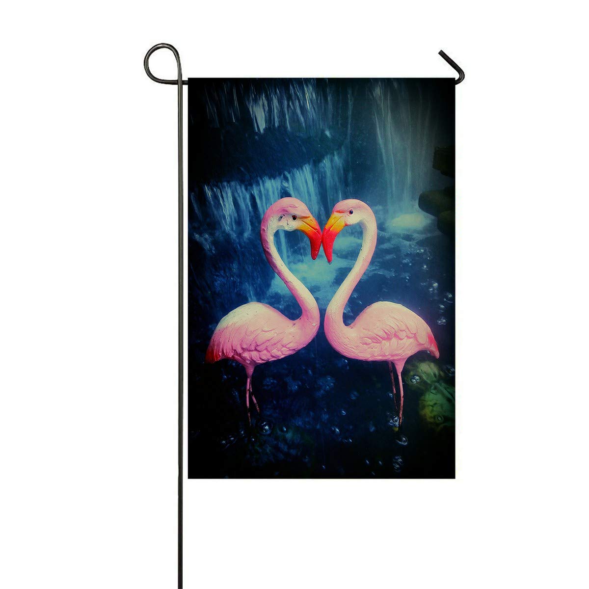 ECZJNT Flamingo Love Garden Flag 12x18 Inch - Outdoor Decorative Flag for Home, Party & Yard Decor - Perfect for Summer BBQ, Pool Party & Backyard Wedding Decorations