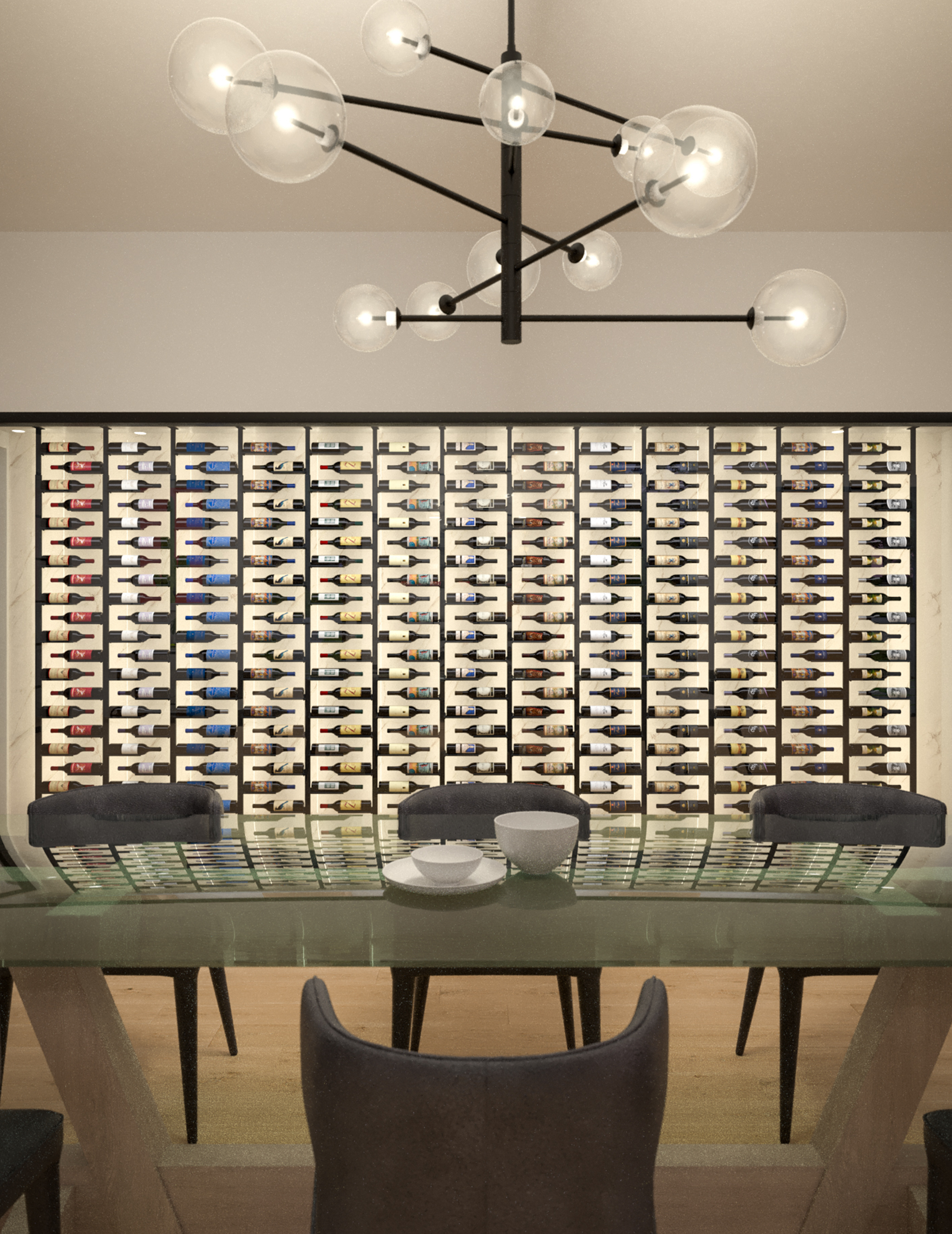 ST Minimalist Series 1-Sided Wine Rack Display - Holds 60 Bottles - Space Saving Wall Mounted Wine Storage for Home, Bar, Restaurant & Wine Cellar Organization