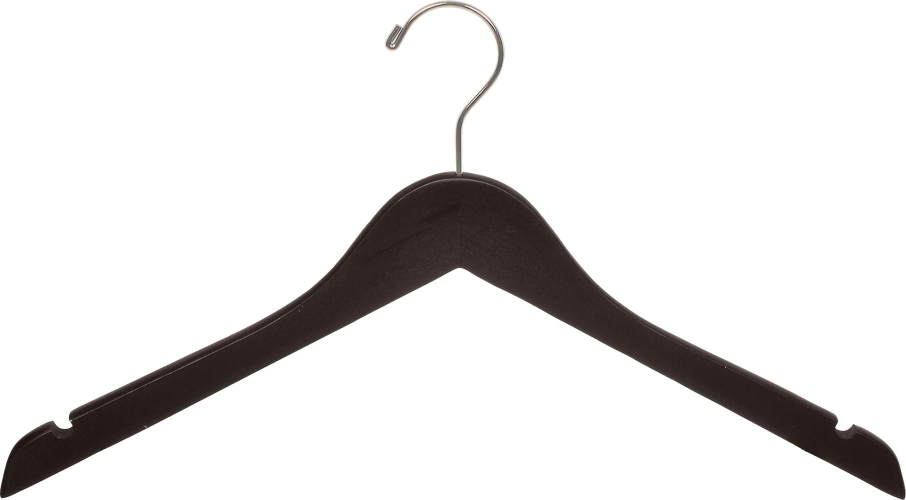 100-Pack Space Saving 17 Inch Wooden Hangers with Espresso Finish & Chrome Swivel Hook - Ideal for Shirts, Jackets, Dresses - Perfect for Closet Organization & Retail Stores