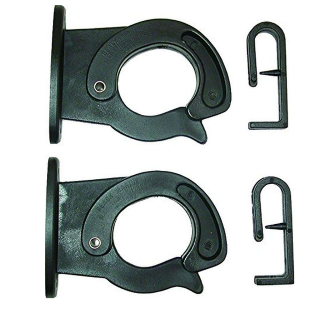 Black Marine Sure Lok Rod Hangers - 2 Pack | Heavy Duty Fishing Rod Holders for Boats, Kayaks & Garage Storage