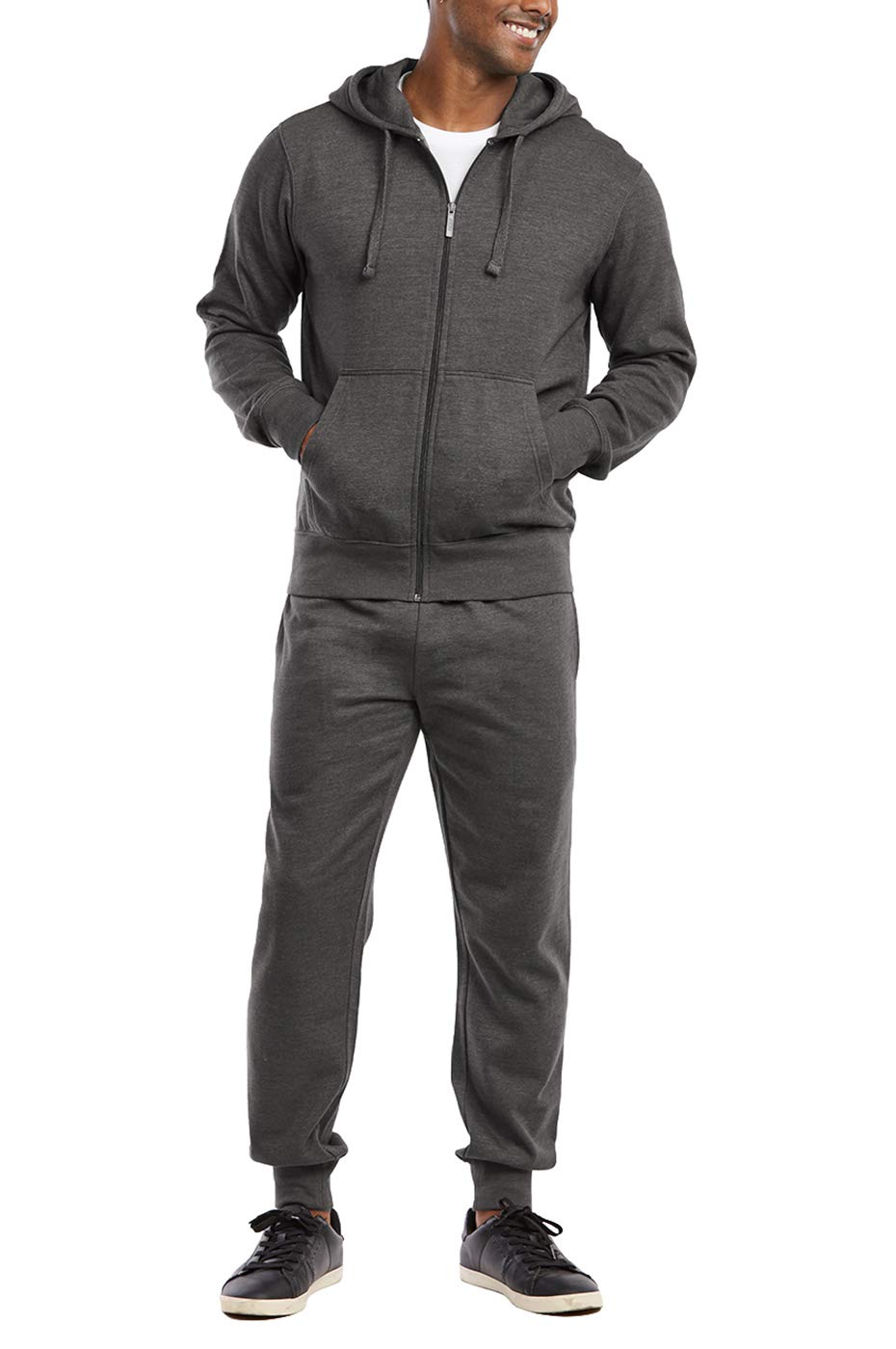 ET TU Men's Cotton Blend Lightweight Fleece Zip Up Hoodie Sweatshirt - Comfortable Casual Jacket for Outdoor Activities, Gym & Lounge Wear