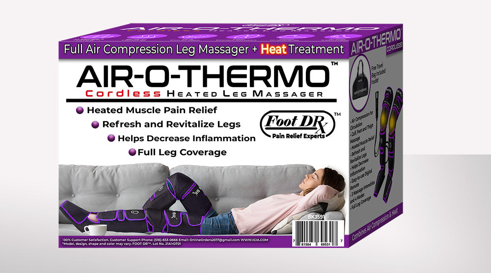 Air O Thermo Cordless Heated Leg Massager for Pain Relief - Rechargeable Warm Compression Wrap for Muscle Relaxation, Arthritis & Circulation - Perfect for Home, Office & Travel Use