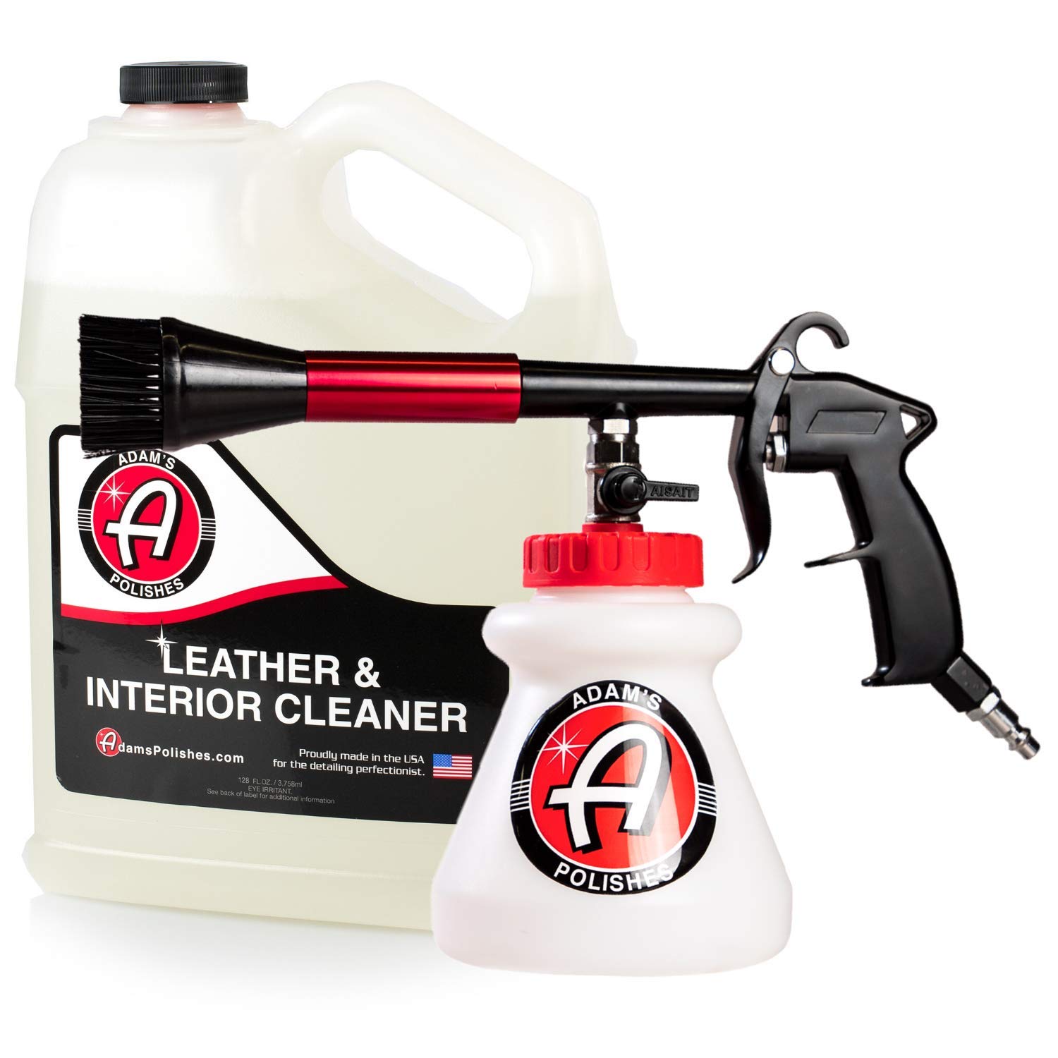 Adam's Polishes Interior Cleaning Gun - Pressurized Deep Cleaner for Car Seats, Leather, Upholstery & Floor Mats | Compressed Air & Cleaning Solution Combo | Perfect for Auto Detailing & Vehicle Interior Maintenance