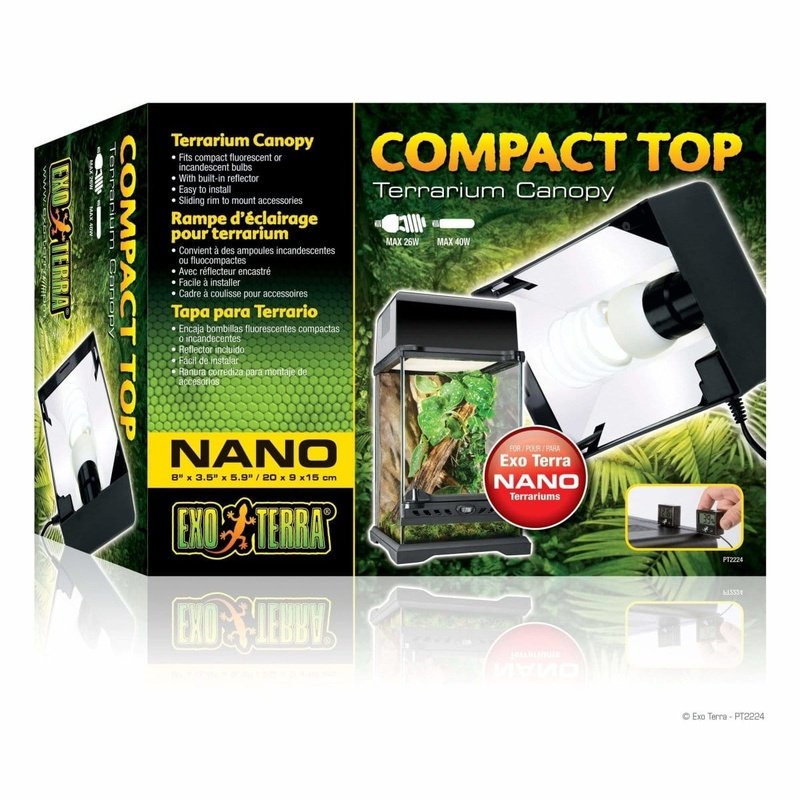 Exo Terra Compact Top Canopy - Lightweight Reptile Terrarium Cover for Snakes, Lizards & Geckos | Ideal for Small Habitats & Travel Enclosures | Perfect for Home, Office, or Classroom Reptile Setups