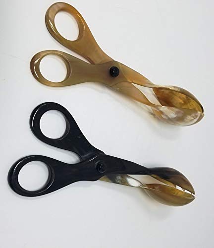 Handcrafted Natural Horn Salad Servers - Ergonomic Scissors-Shaped Buffet Tongs for Party Catering, Cake, Bread & Kitchen Use (Set of 3) - Perfect for Salad Bars, Weddings, BBQs & Elegant Dining