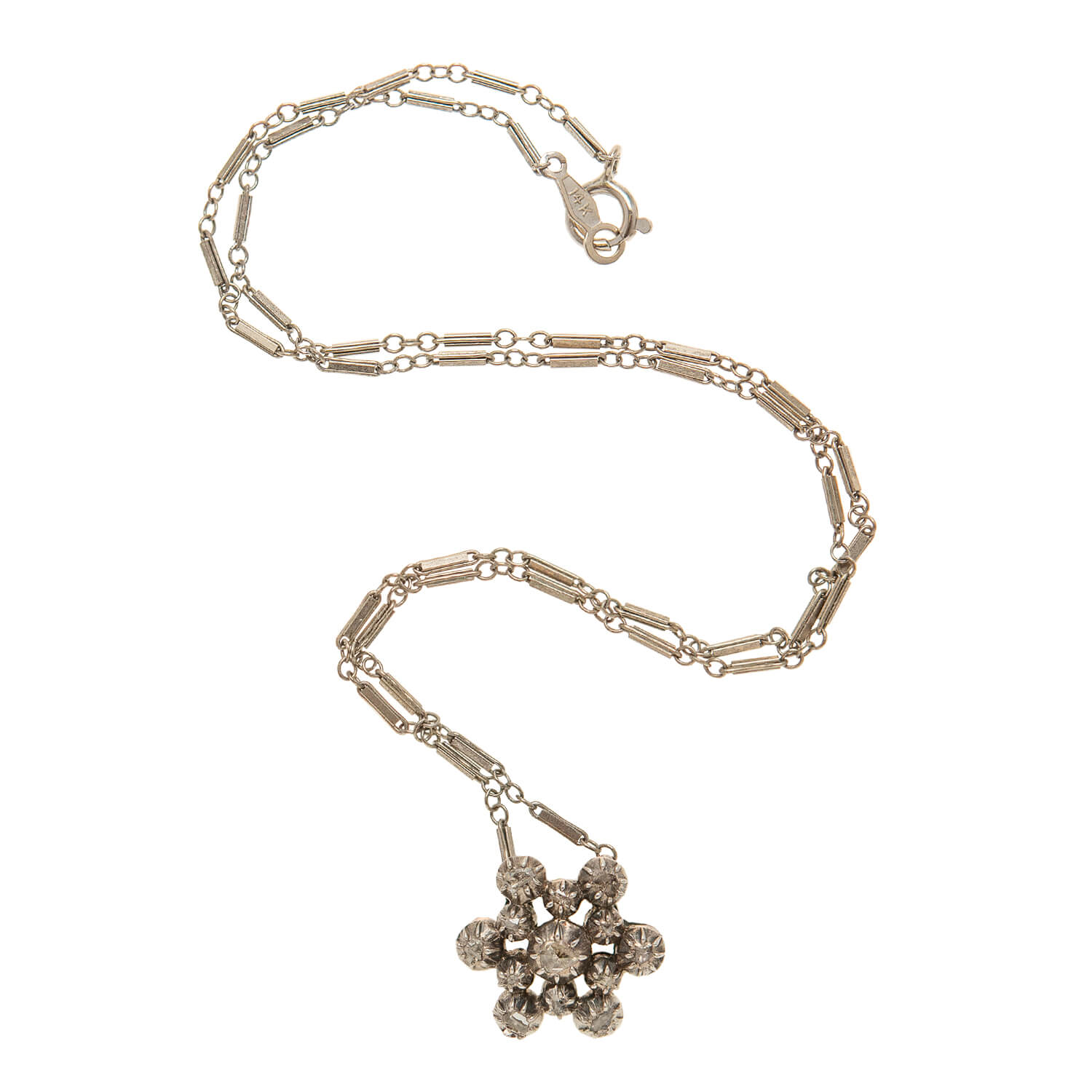 Victorian Style 14K Gold & Sterling Silver Diamond Snowflake Pendant Necklace for Women - Elegant Holiday Gift & Winter Jewelry for Christmas, Anniversary & Special Occasions