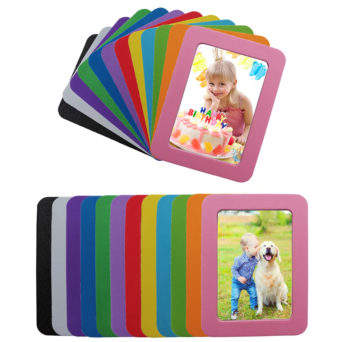 2.5x3.5 Magnetic Photo Frames - 24 Pack for Refrigerator & Iron Surfaces - Home & Office Decor