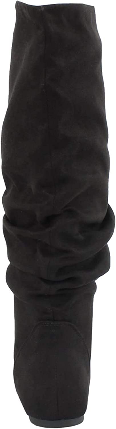 Soda Women's Zuluu Slouchy Faux Leather Knee High Flat Boots - Stylish & Comfortable for Casual Outings, Work & Fall/Winter Fashion
