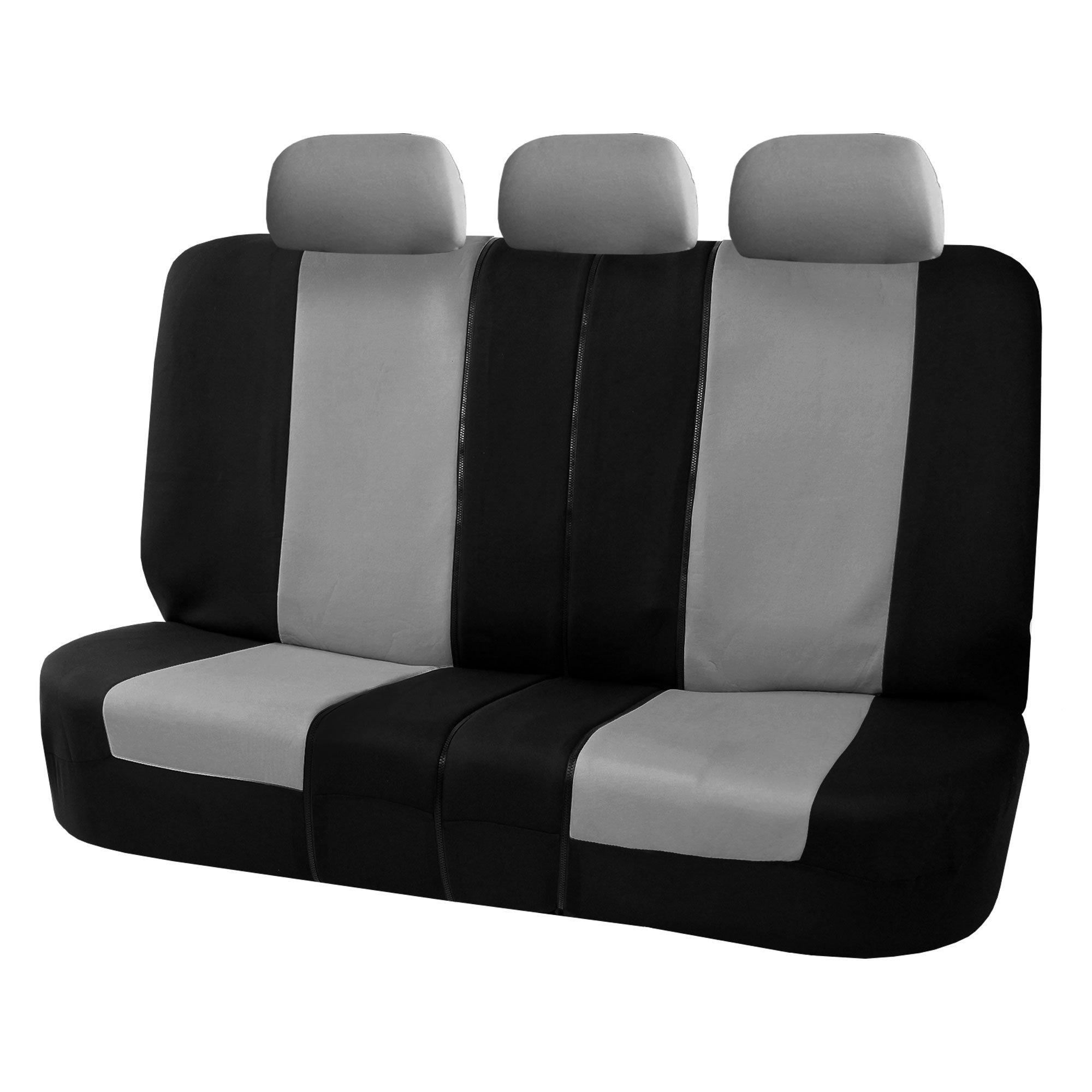 FH Group Universal Back Seat Cloth Car Seat Cover - Split Bench Design for Sedans, SUVs & Vans | Durable Gray Interior Accessories | Perfect for Road Trips, Family Travel & Pet Protection