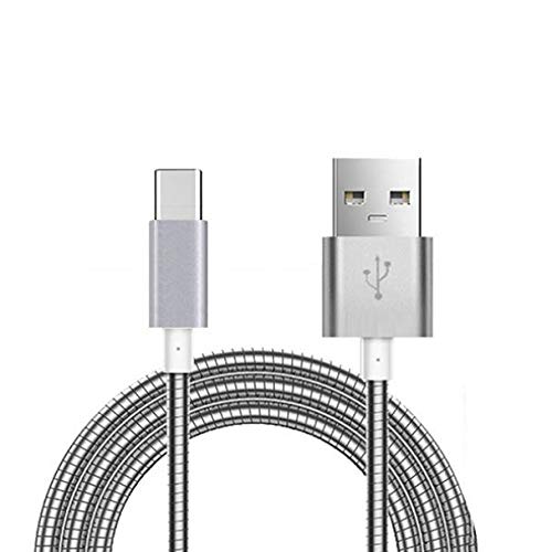 Fast Charging USB-C Cable 3ft, Silver Metal Type-C Charger Cord for Samsung Galaxy Tab S6 Lite 10.4 - Durable Power Wire with Sync, Perfect for Home, Office & Travel Charging