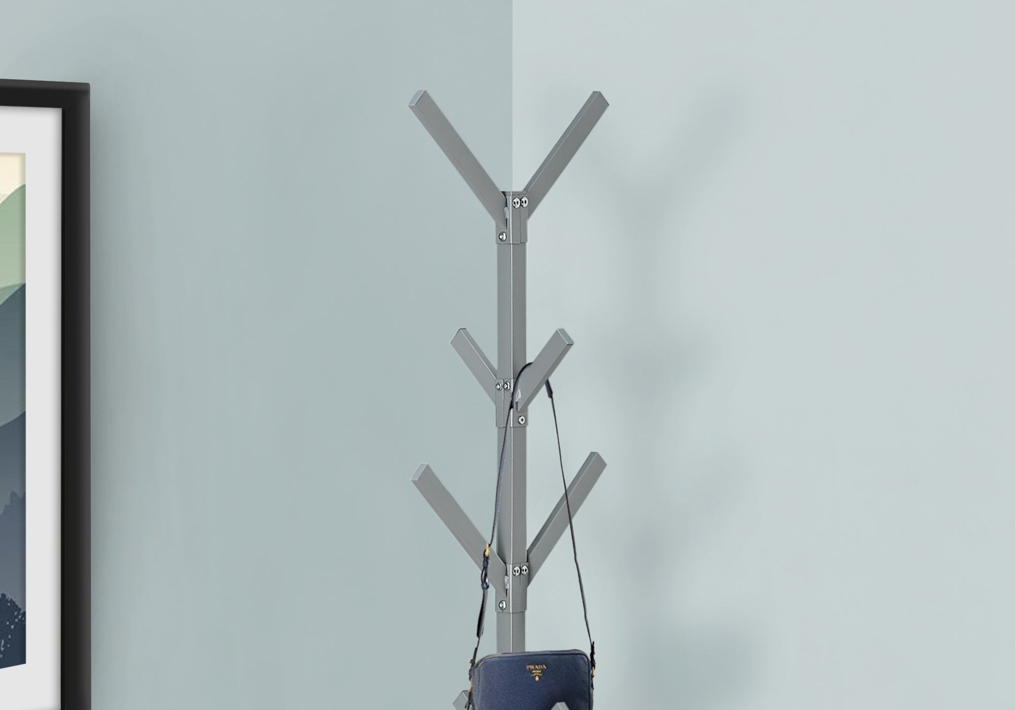 Stylish Silver Metal Coat Rack - 70 Inch Tall Freestanding Entryway Organizer for Hats, Jackets & Bags | Perfect for Hallway, Bedroom or Mudroom Storage