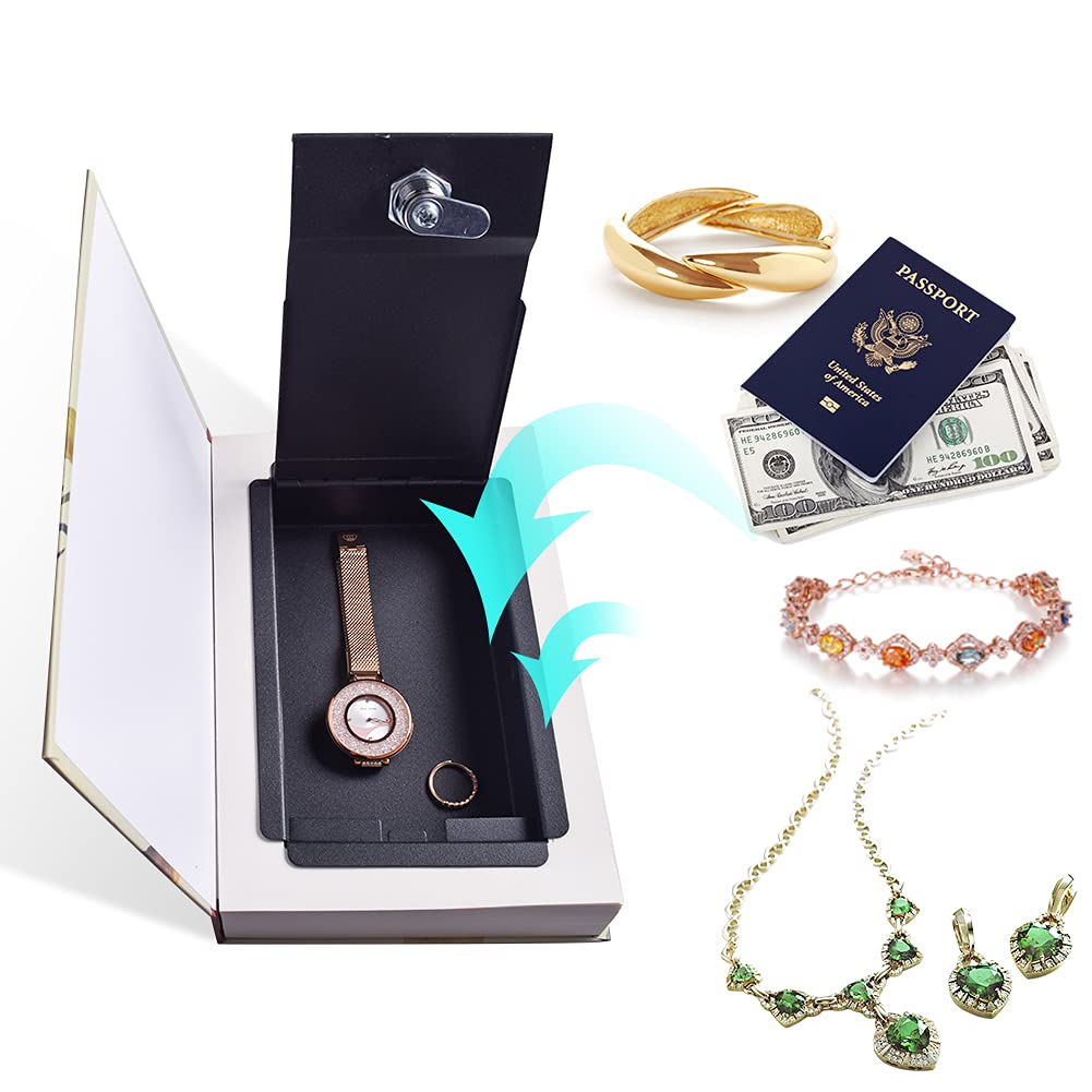 EIOUMAX Real Paper Diversion Book Safe with Key - Secret Storage Box for Valuables & Cash - Alice in Wonderland Themed - Perfect for Home Security, Gift Giving, and Collectibles