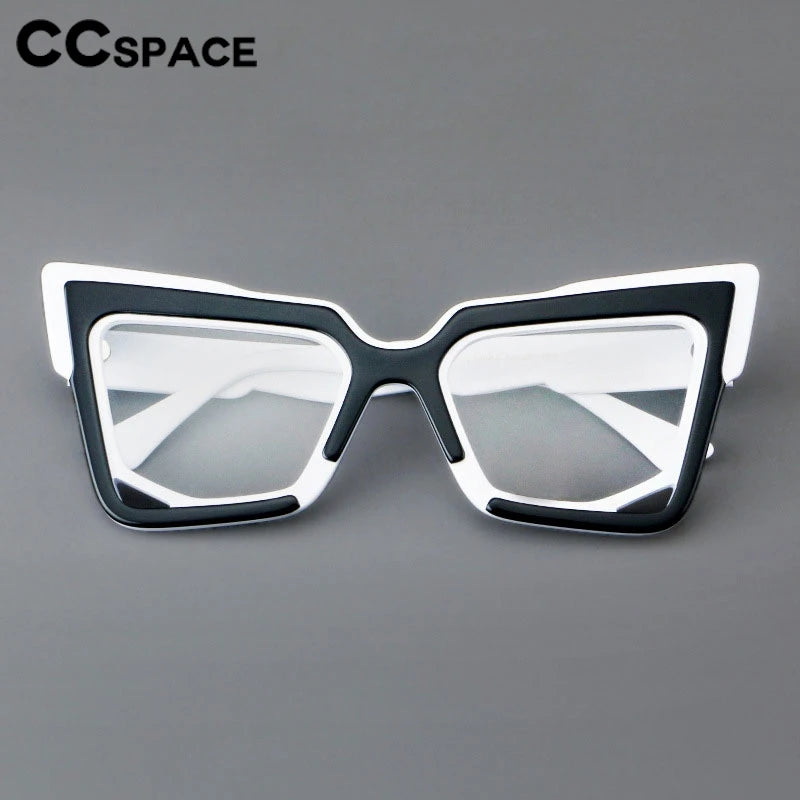 CCspace Unisex Full Rim Square Cat Eye Acetate Eyeglasses Frame 301622 - Stylish Retro Glasses for Women & Men, Perfect for Office, Reading & Fashion Accessories