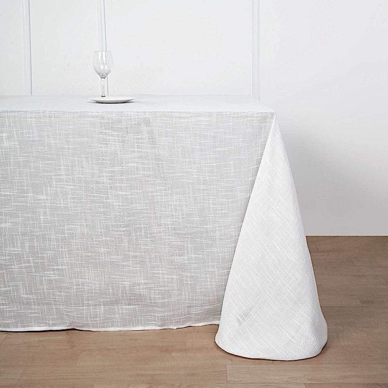90x156 Inch Premium Faux Burlap Polyester Tablecloth - Elegant Rectangular Dining Table Cover for Weddings, Parties & Home Decor