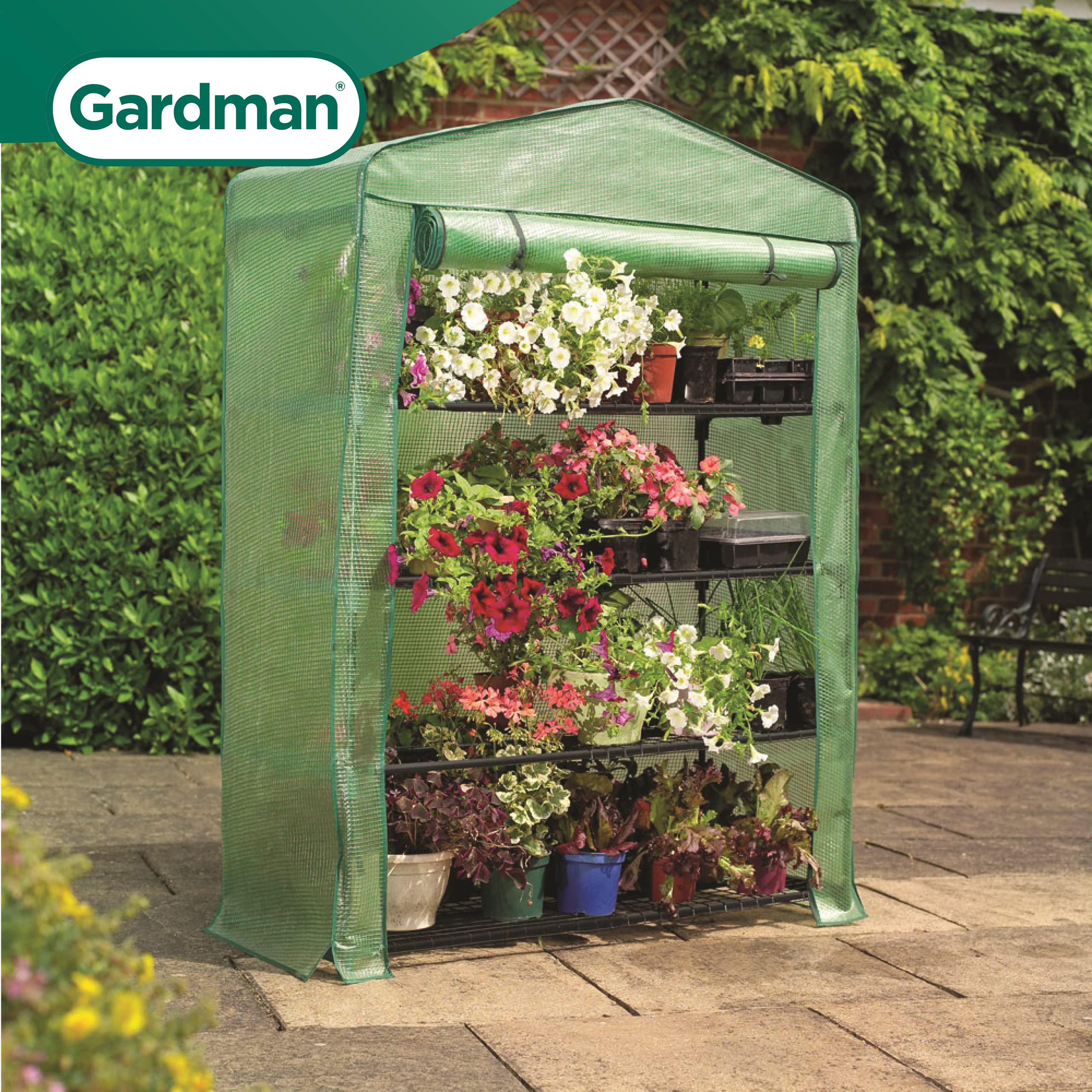 Gardman USA 7600 4-Tier Greenhouse for Indoor/Outdoor Plant Growing - Perfect for Herbs, Flowers & Seedlings in Home Gardens