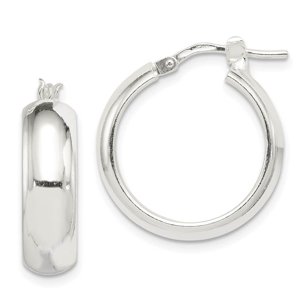 Sterling Silver 6mm Black Bow Domed Round Hoop Earrings - 20mm (3/4 Inch) for Women, Gift for Her, Valentine's Day, Birthday, Anniversary, Party, Wedding, Everyday Wear