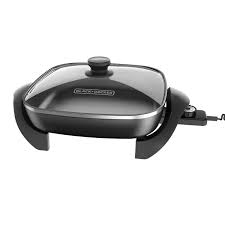 BLACK + DECKER 12x12 Electric Skillet with Adjustable Temperature Control - Factory Certified with Full Warranty (SK1212BC) - Perfect for Home Cooking, Camping & Small Kitchens
