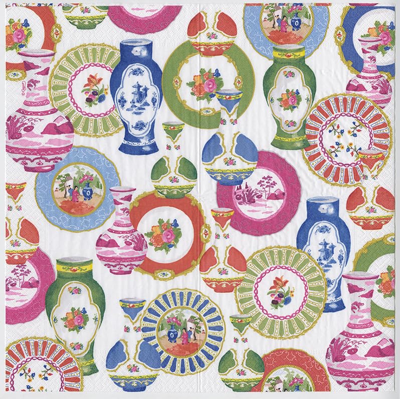 Premium Caspari Meissen Cocktail Napkins - 4 Packs of 20 Elegant Paper Napkins for Parties, Weddings & Dinner Decorations