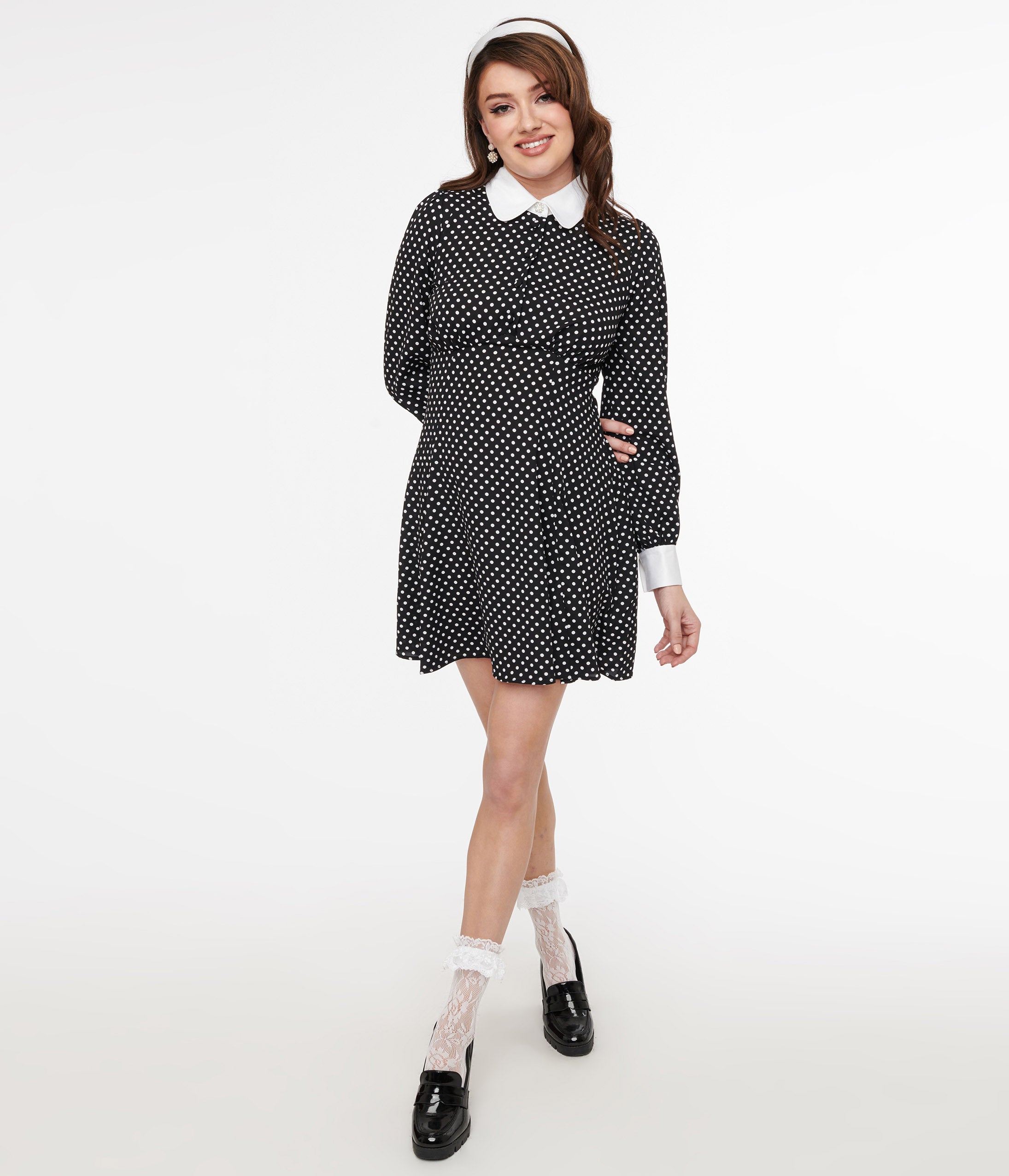 Vintage 1960s Hell Bunny Naomi Mini Dress - Black & White Polka Dot Retro Swing Dress for Women | Perfect for Rockabilly, Pinup, and 1950s-60s Themed Parties