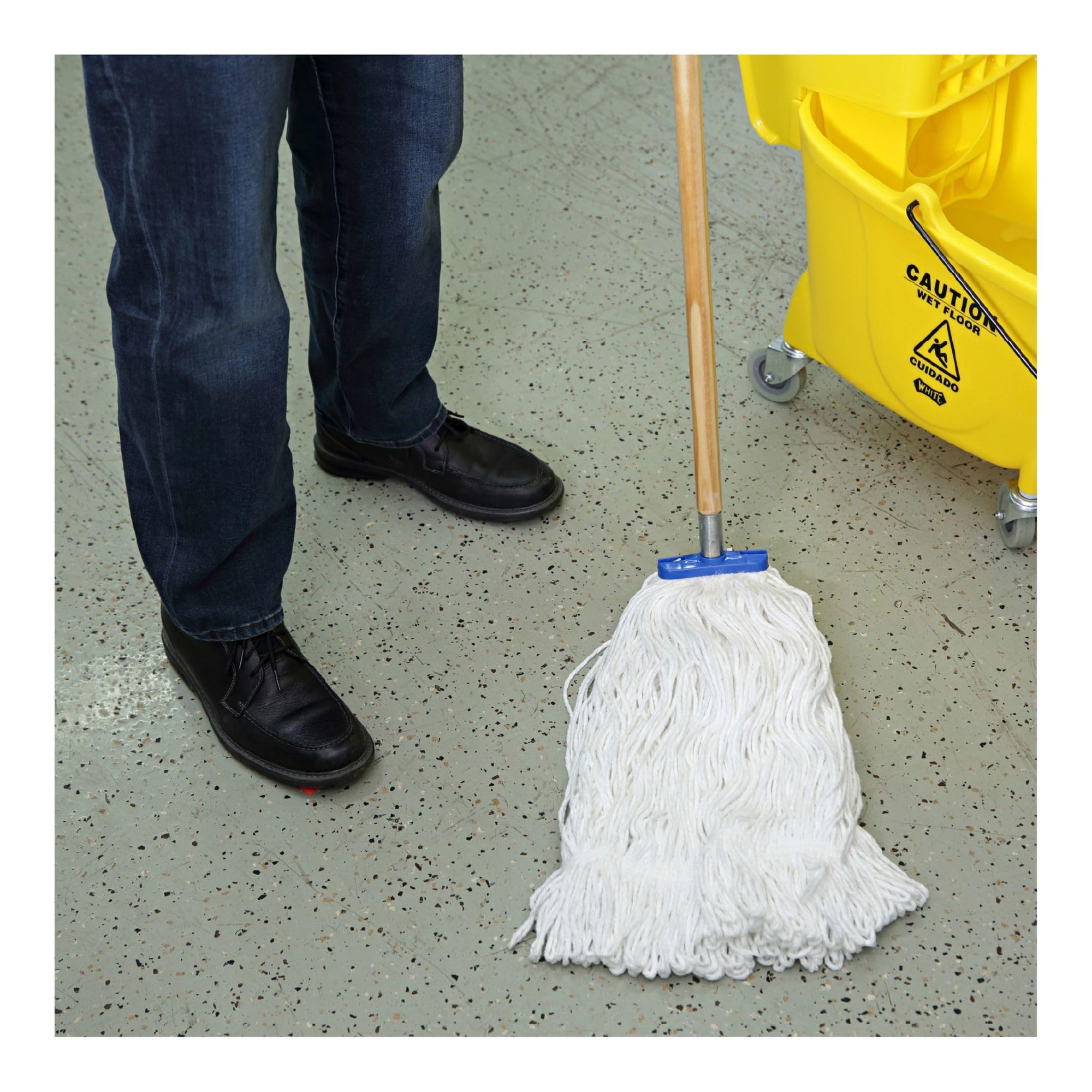Boardwalk BWK824R 24 oz. Rayon Fiber Mop Head - White, Lie-Flat Design for Easy Storage (12/Carton) - Ideal for Commercial Cleaning, Hospitals, and Home Use
