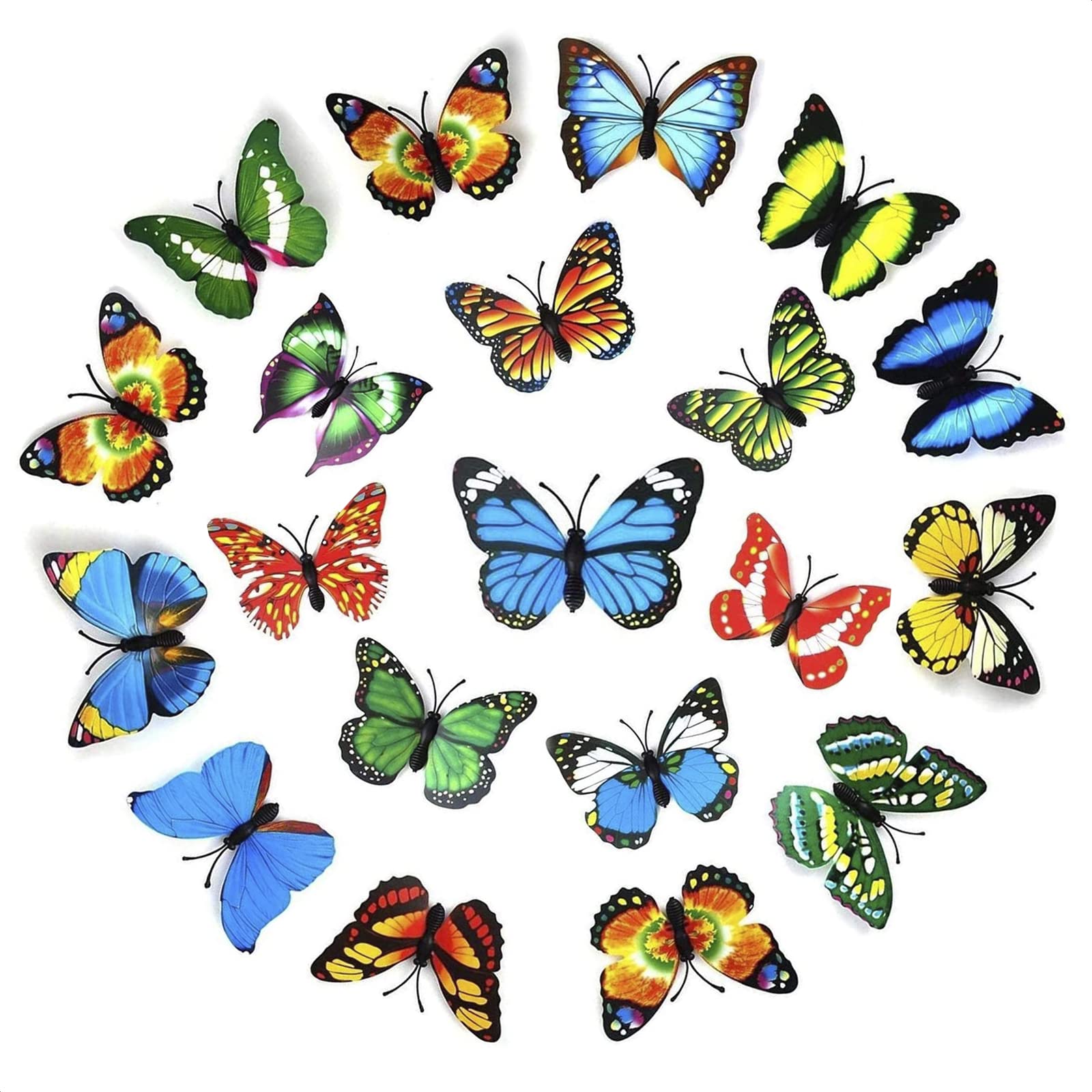 3D Magnetic Butterfly Wall Decals - 20Pcs Removable DIY Decor for Kitchen & Fridge