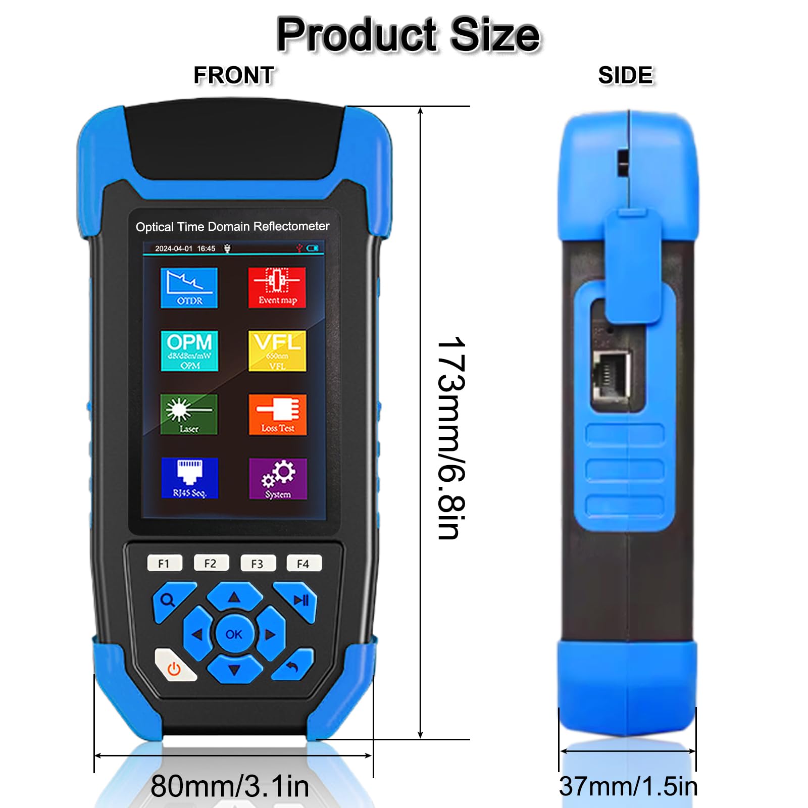OTDR Optical Fiber Tester Mini-Pro SM 1310/1550nm with Event Map - Multi-Function Tester for OPM, OLS, RJ45 & VFL - 10m-60km Test Range, 24dB/22dB Dynamic Range - FC/UPC, FC/APC, SC Connectors - Perfect for Fiber Optic Network Installation & Maintenance