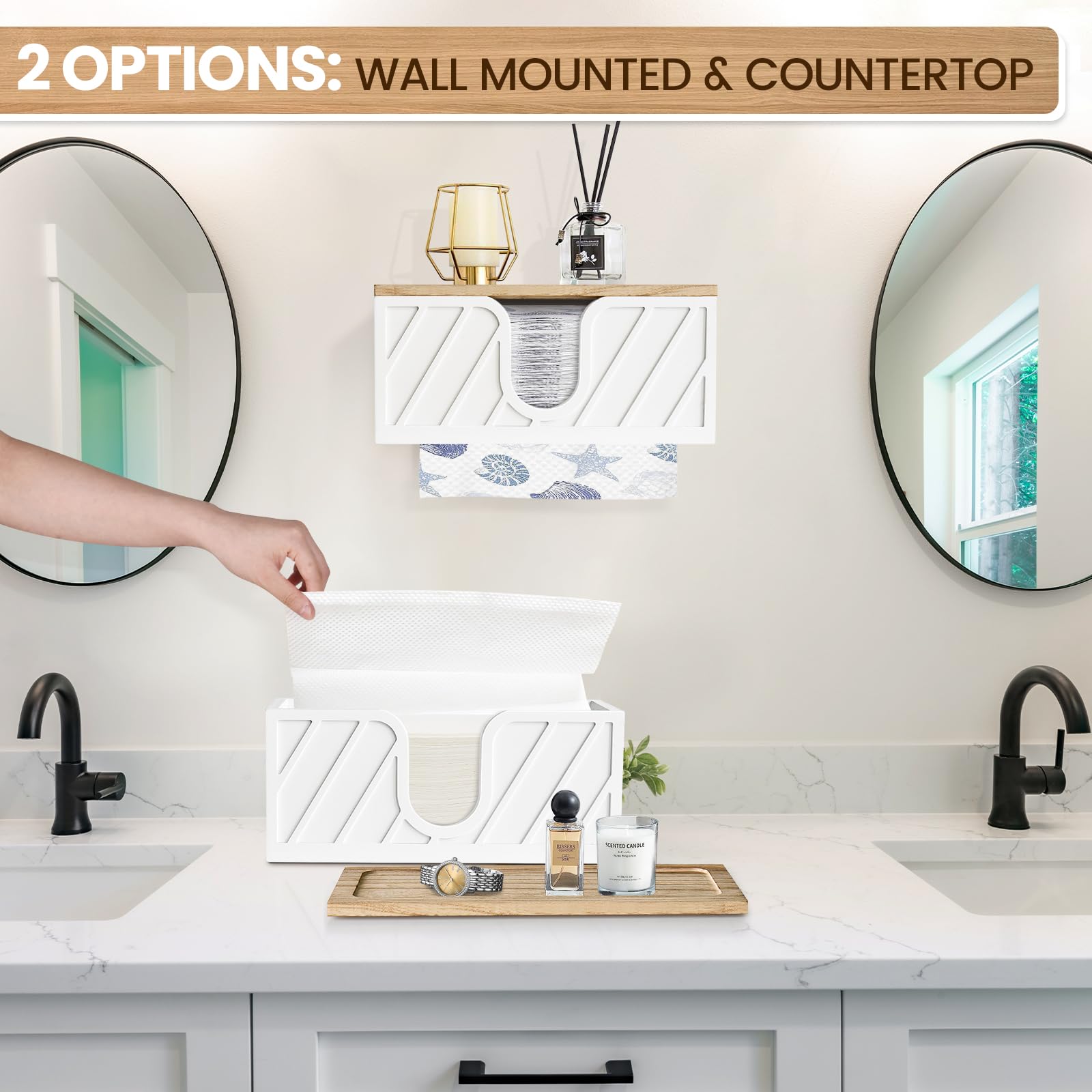 2-Pack Wall Mounted Paper Towel Dispenser with Lid - Commercial Grade C-Fold, Z-Fold & Trifold Towel Holder for Kitchen, Bathroom & Office Countertops | Ideal for Restaurants, Home & Workplace Hygiene