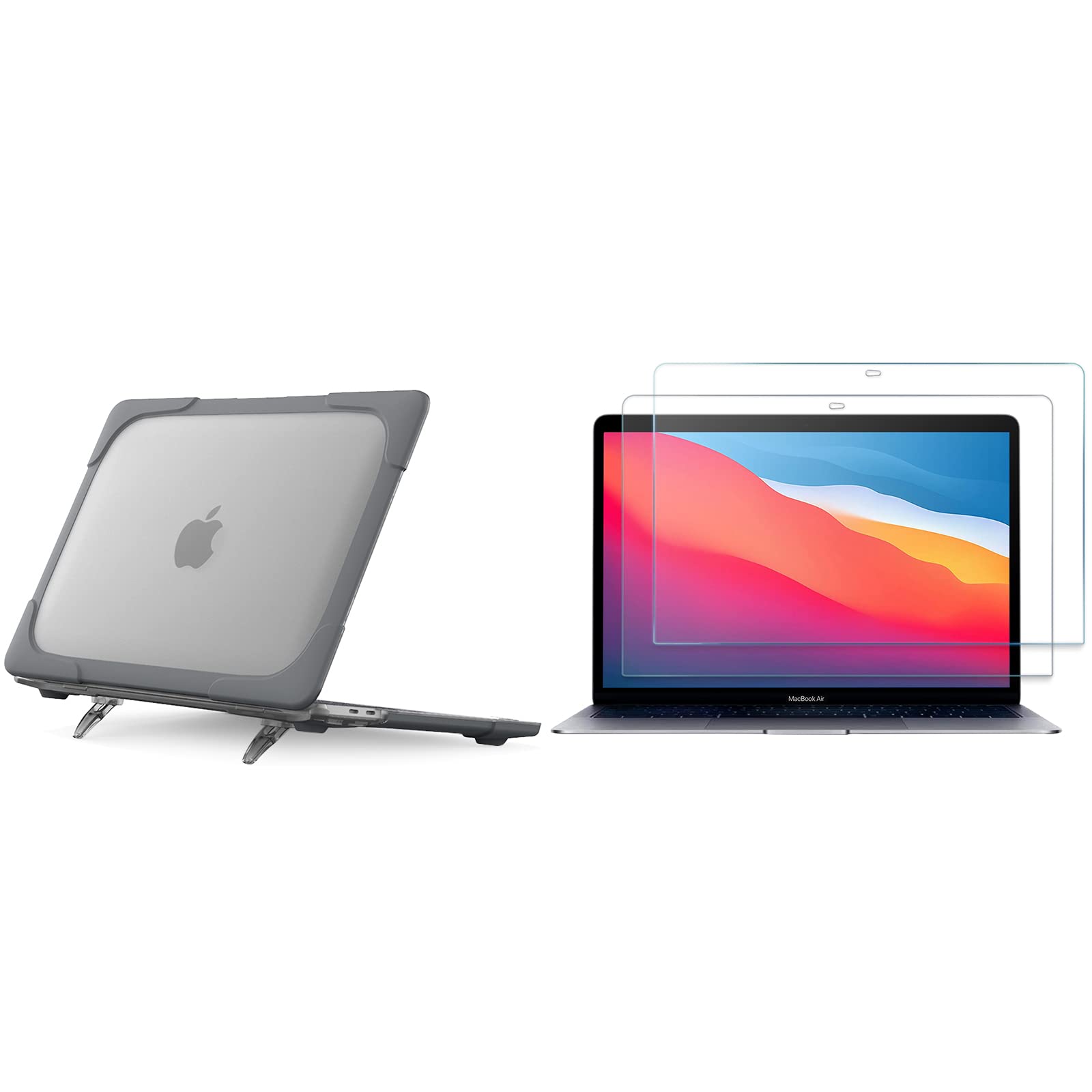 ProCase Heavy Duty Protective Case for MacBook Pro 13 Inch (2020 Model) with 2-Pack Screen Protectors for MacBook Air 13/Pro 13 - Perfect for Travel, Office & School Use