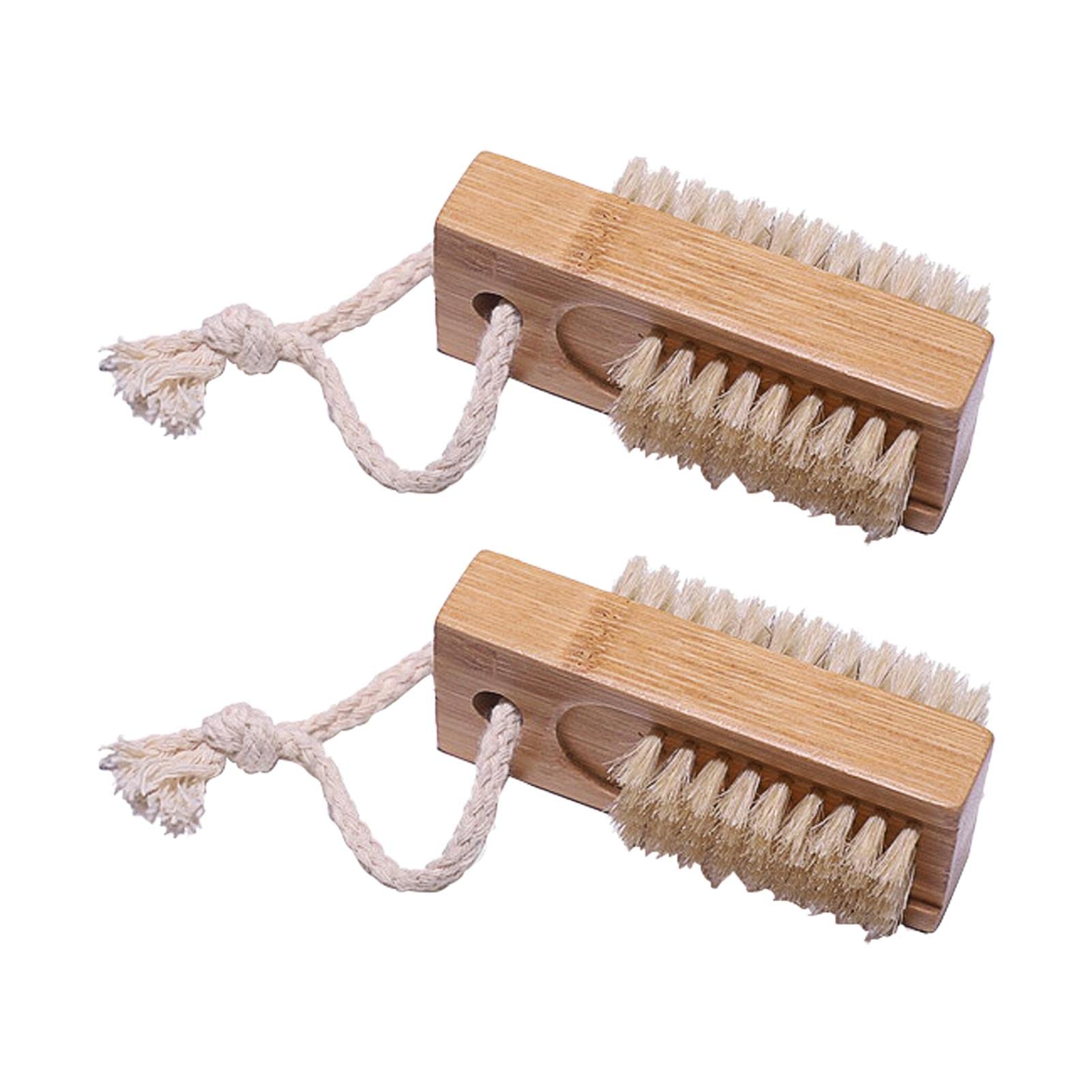 Premium Double-Sided Wooden Nail Brush Set (2 Pack) with Hanging Rope & Sisal Bristles - Hand & Foot Nail Cleaning Brush for Manicure, Pedicure, Home, Salon & Garden Care - Perfect for Daily Hygiene, Spa Treatments & Professional Nail Care