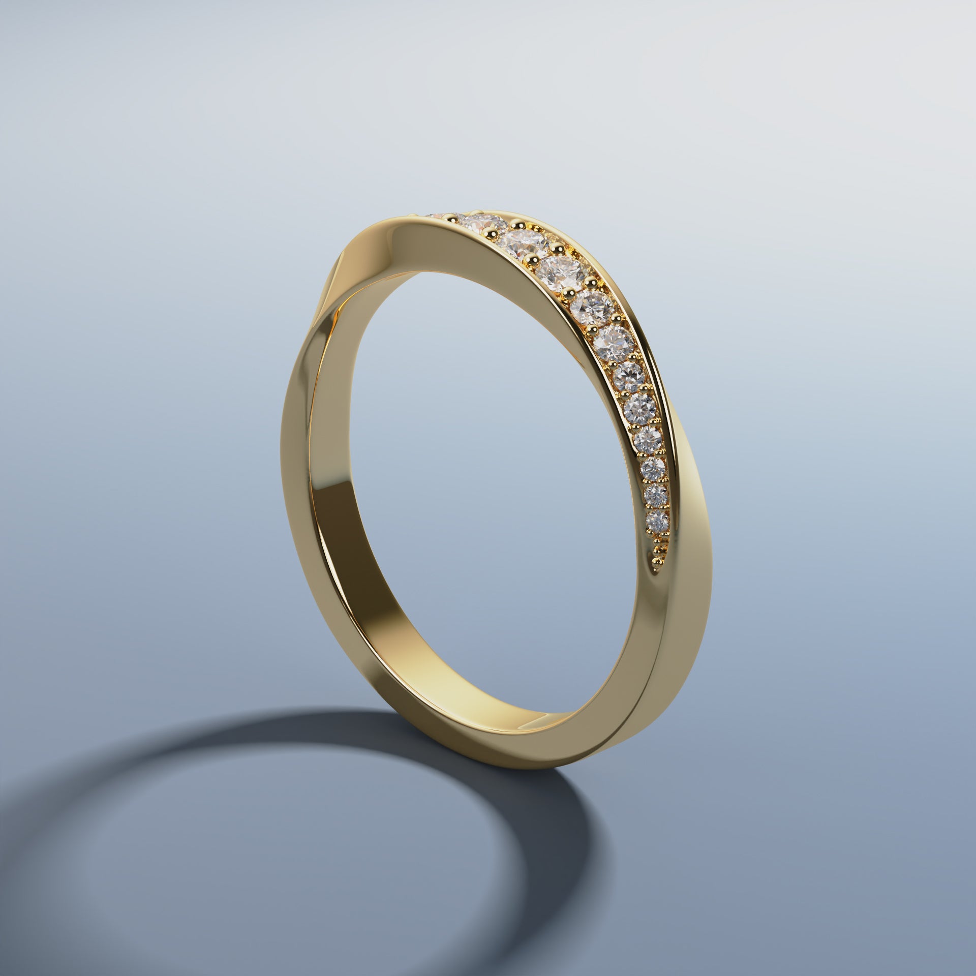 Diamond Wedding Band for Women & Men - 14K Gold & Platinum Mobius Band Ring - Elegant & Timeless Wedding Jewelry for Couples, Anniversaries & Special Occasions