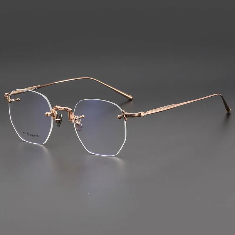 Aimee Men's Rimless Polygon Oval Titanium Eyeglasses 22140 - Lightweight & Durable Titanium Frame for Office, Reading & Everyday Wear