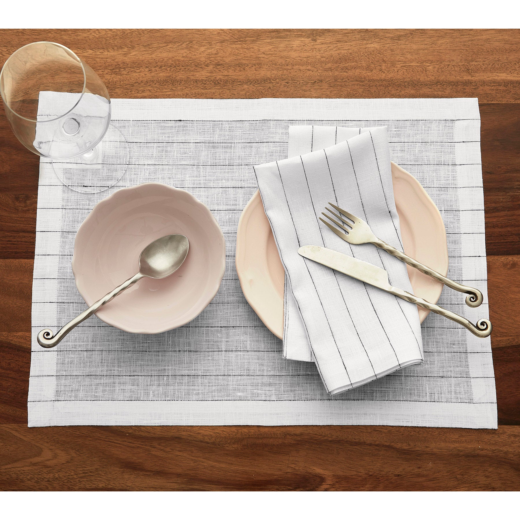 Elegant Black & White Pinstripe Napkins - Premium Cotton Linen for Formal Dining, Weddings & Dinner Parties - Set of 12