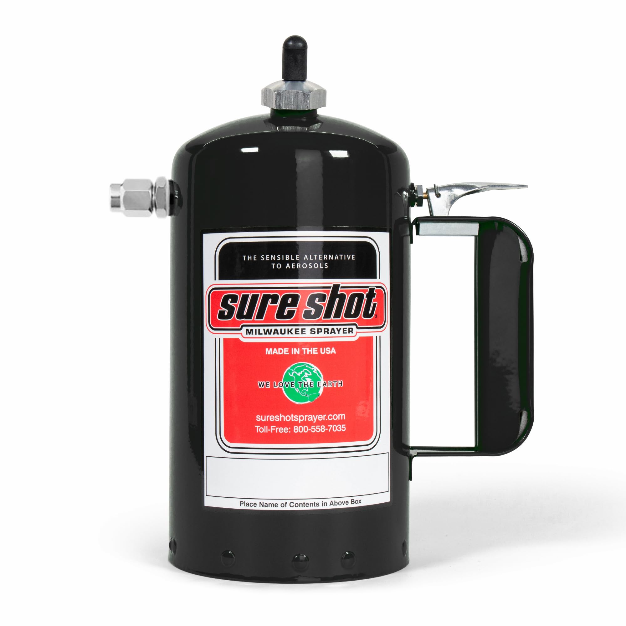 SURE SHOT A1002 1-Quart (32oz) Refillable Pressurized Sprayer - Non-Aerosol Steel Canister for Oil, Solvent, Degreasers & Lubricants - Adjustable Nozzle, Rechargeable & Made in USA - Perfect for Automotive, Industrial & Home Maintenance