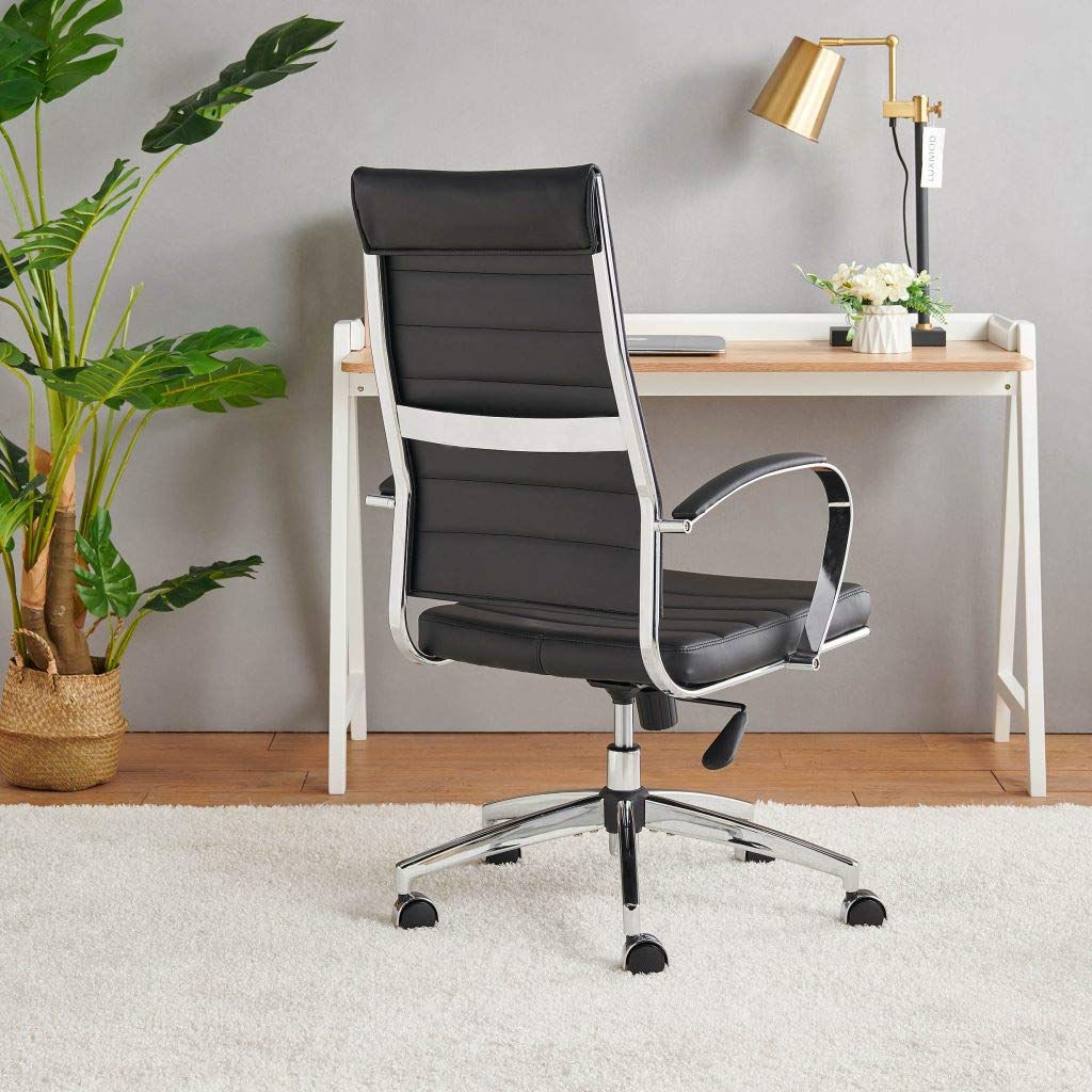 Ergonomic High Back Leather Office Chair - Adjustable Computer Desk Chair for Home & Work, Black (4020-Black) - Perfect for Long Hours of Work, Gaming & Study