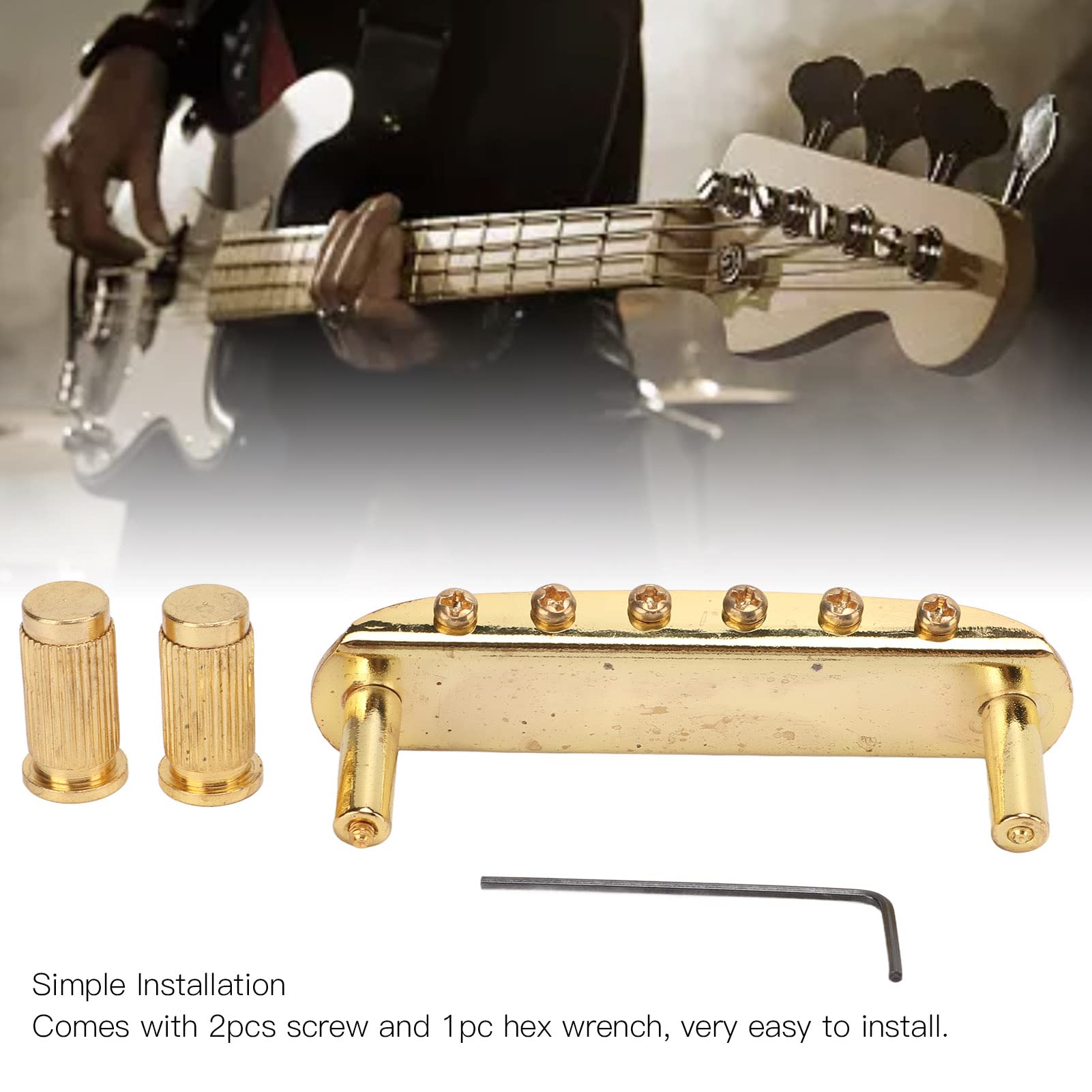 Premium 6-String Electric Guitar Bridge & Tailpiece - Gold Jazzmaster Bridge for Easy Tuning | Accurate Design for Enhanced Playability | Perfect for Jazz, Blues & Rock Performances