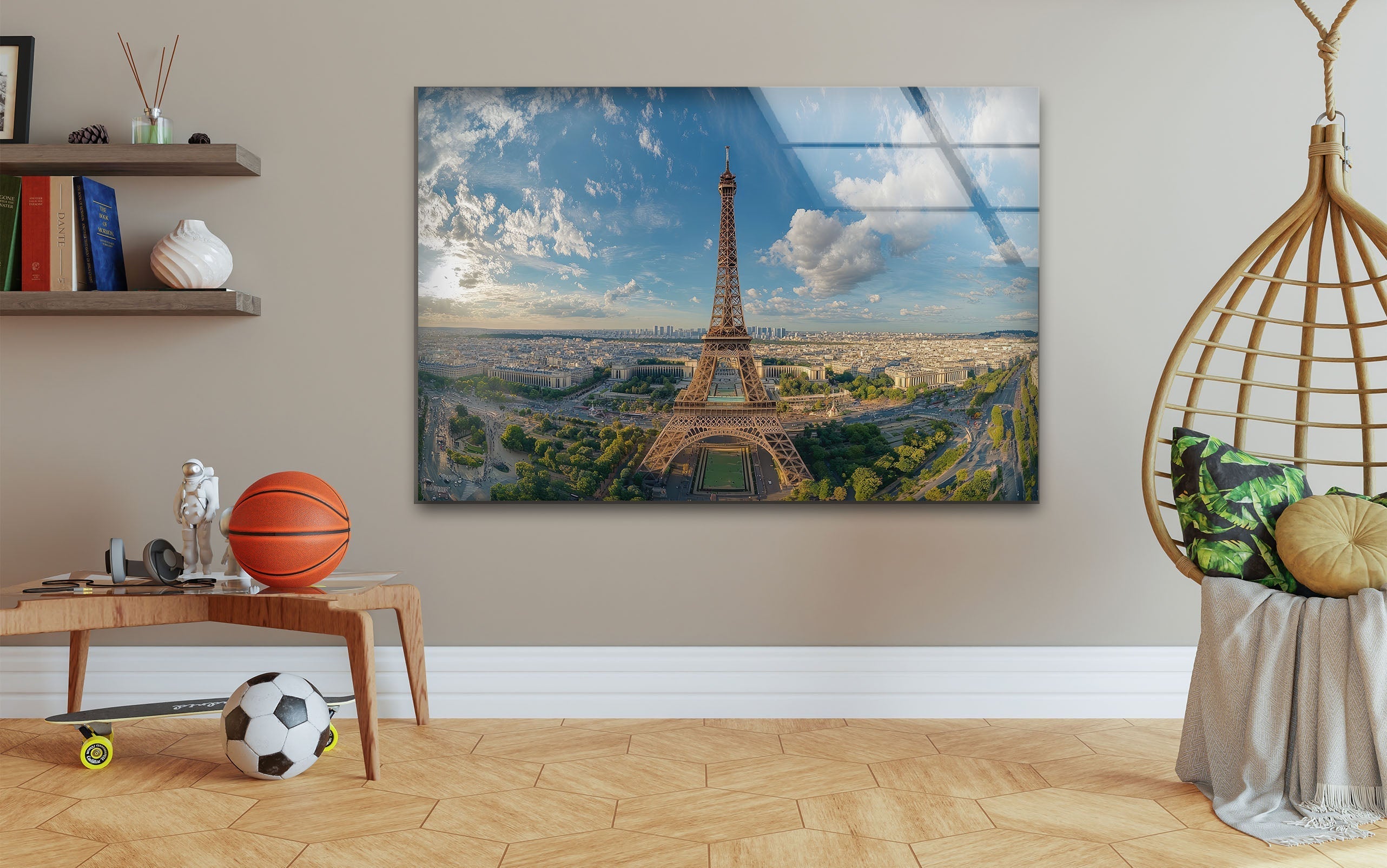 Paris Eiffel Tower Glass Wall Art - Elegant Landscape Decor for Living Room, Bedroom & Office