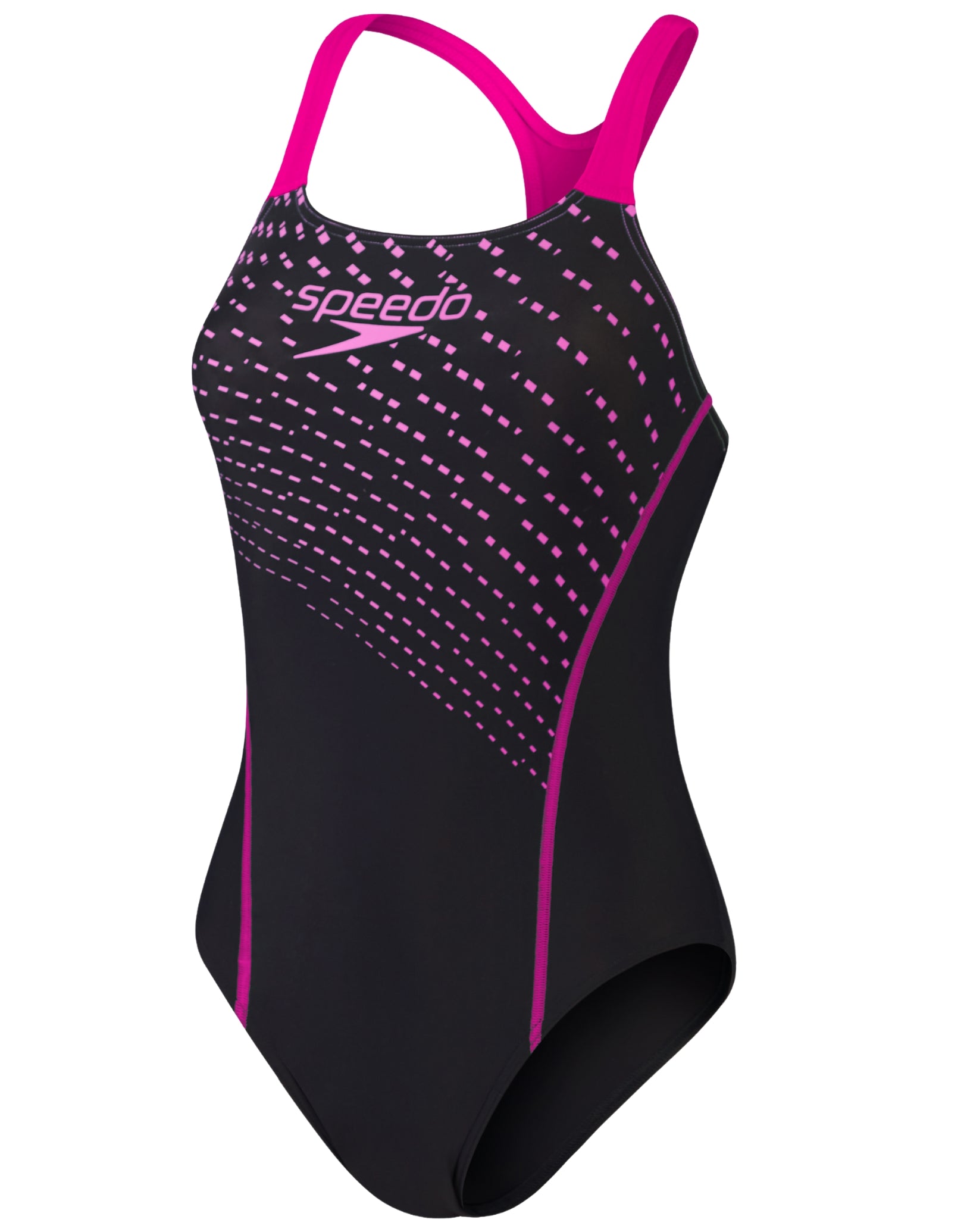 Medley Logo Medalist Swimsuit for Women - Black & Purple Two-Tone Competitive Swimwear for Pool, Beach & Training
