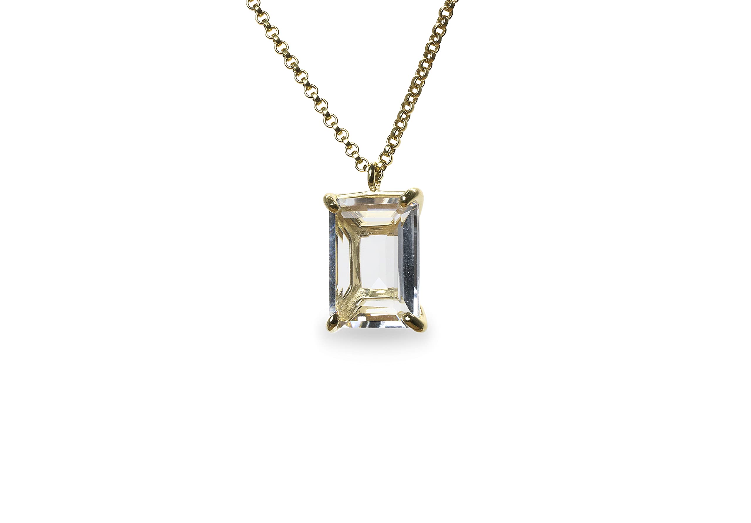 Anemone Jewelry Clear Quartz Necklace - Elegant Rectangular Gemstone Necklace with Birthstone in Handcrafted Gold for Women | Perfect Gift for Birthday, Anniversary, Wedding & Engagement | Ideal for Date Nights, Office Wear & Special Occasions