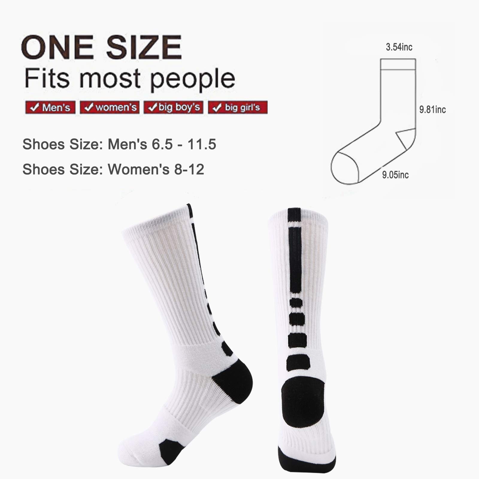 Men's & Women's Athletic Cushioned Compression Crew Basketball Socks - Breathable Workout Socks for Running, Sports & Gym - Perfect for Basketball, Tennis & High-Impact Activities