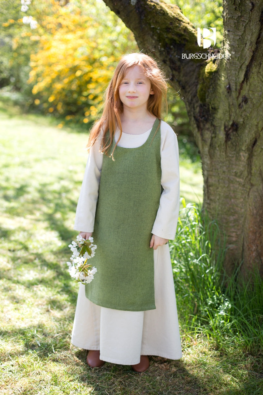 Ylva Linden Green Children's Over Dress - Stylish & Comfortable Kids' Pinafore for School, Parties & Everyday Wear