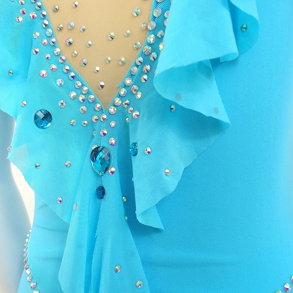 Women's Ice Skating Dress - Elegant Sky Blue Figure Skating Costume for Teens & Adults - Perfect for Competitions, Performances & Ice Dance Shows