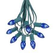 Blue C7 Christmas Lights Set - 25ft Green Wire Indoor/Outdoor String Lights for Patio, Tree & Holiday Decorations - Waterproof Hanging Lights for Christmas, Parties & Outdoor Events