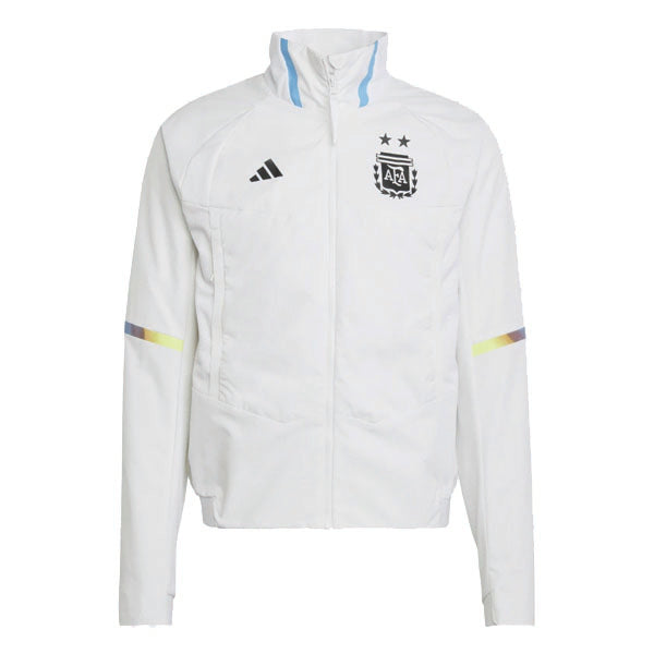 Adidas Argentina Game Day Anthem Jacket - White & Multi Color Soccer Jacket for Men | Official Licensed Football Fanwear | Perfect for Match Days, Stadium Outfits & Soccer Enthusiasts