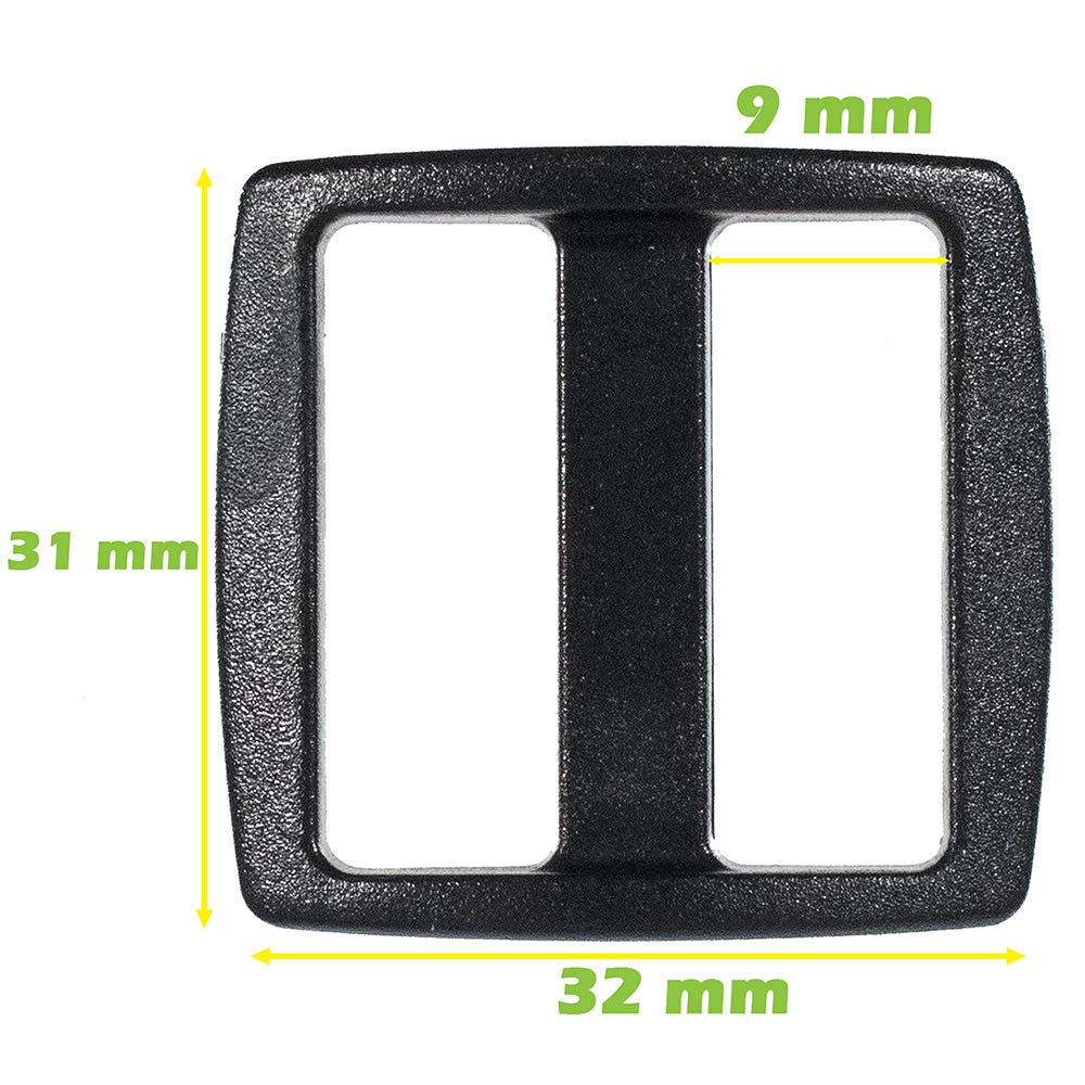 West Coast Paracord 1-Inch Plastic Wide Mouth Tri-Glide Slides - Black 10 Pack - Heavy Duty Buckles for Bags, Straps & Outdoor Gear - Perfect for Hiking, Camping & Tactical Equipment